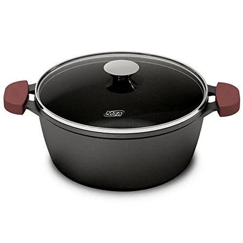 Caçarola De Ferro Fundido C/ Tampa de Vidro Forno e Fogão 20cm 2,2L MTA 8340