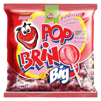 Pirulito Pop Brinq Big Morango 450g