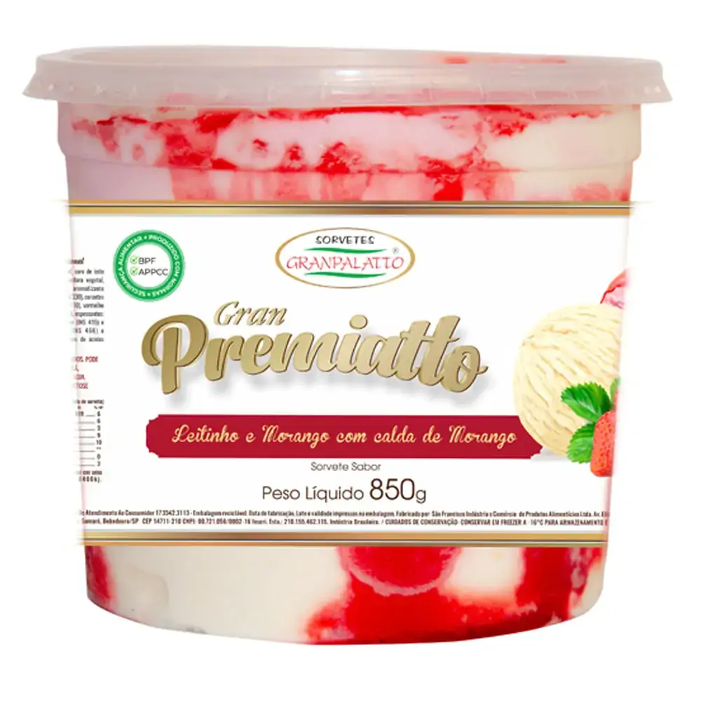 Sorv Premiatto 850gr Morango C Calda