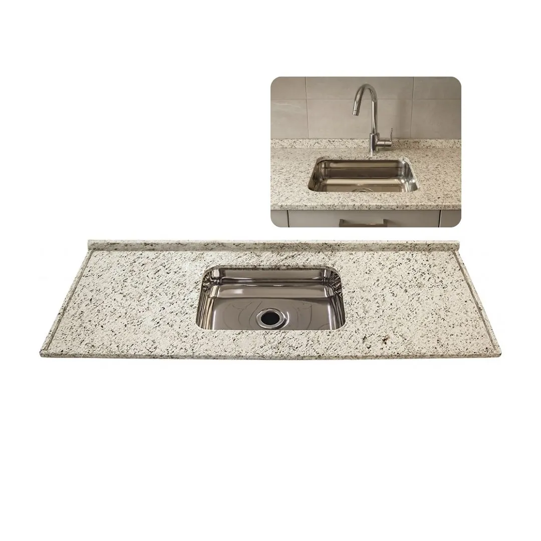 Pia De Cozinha Arabesco 200cm Sobreposta Cuba Inox N2 Funda Arabesco