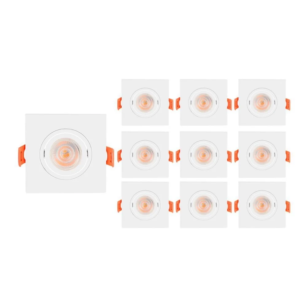 10 Spots De Embutir Plano Mbled Para 1 Lâmpada Par 20 Quadrado Branco