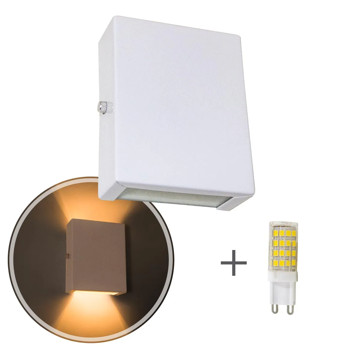 5x Arandela Slim 2 Focos Branca + Led G9 5w Branco Quente St1597
