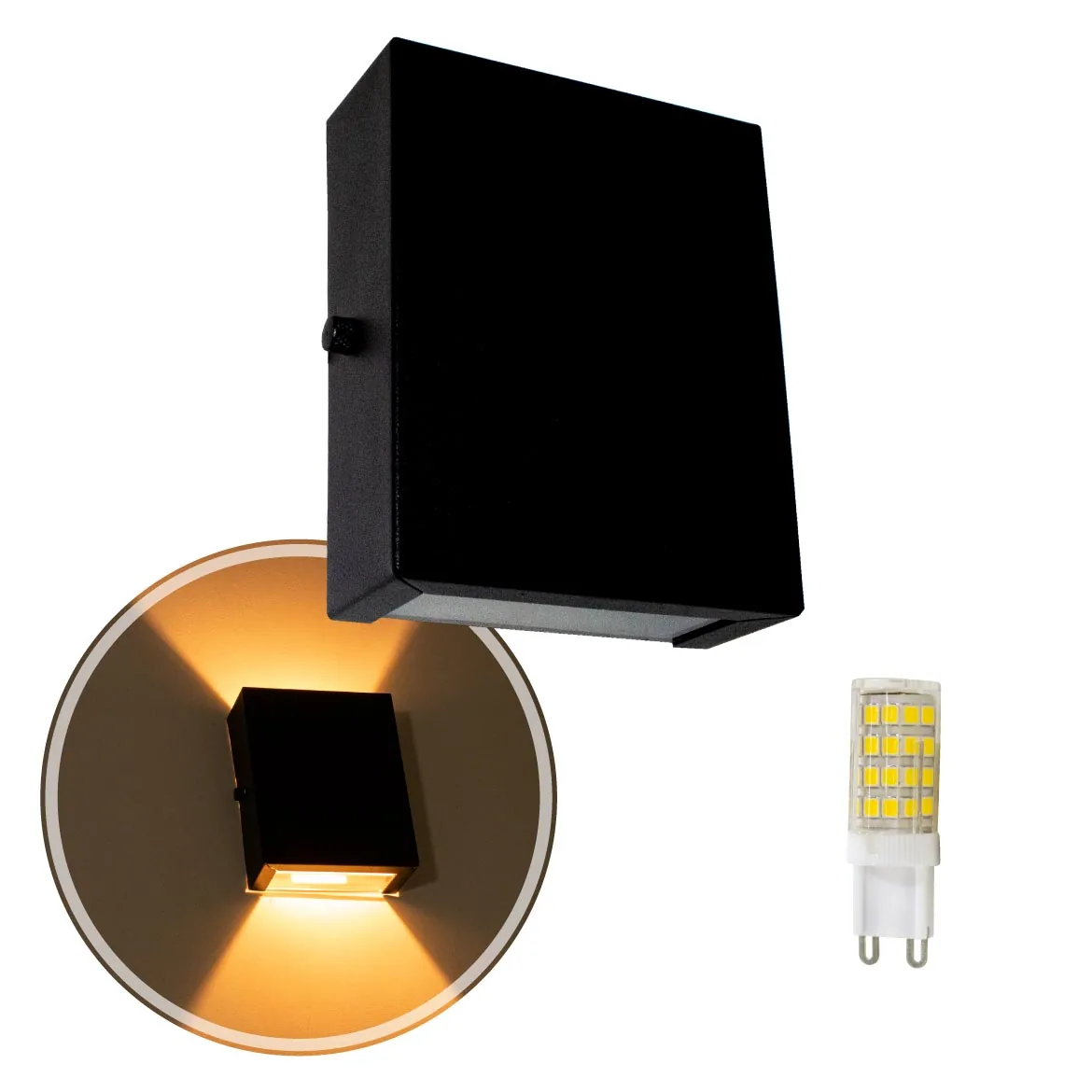 10x Arandela Slim 2 Focos Preta + Led G9 5w Bivolt Branco Quente St1597