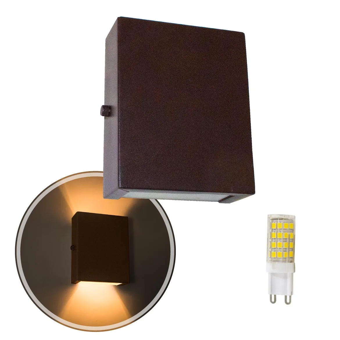 5x Arandela Slim 2 Focos Marrom + Led G9 5w Bivolt Branco Quente St1597