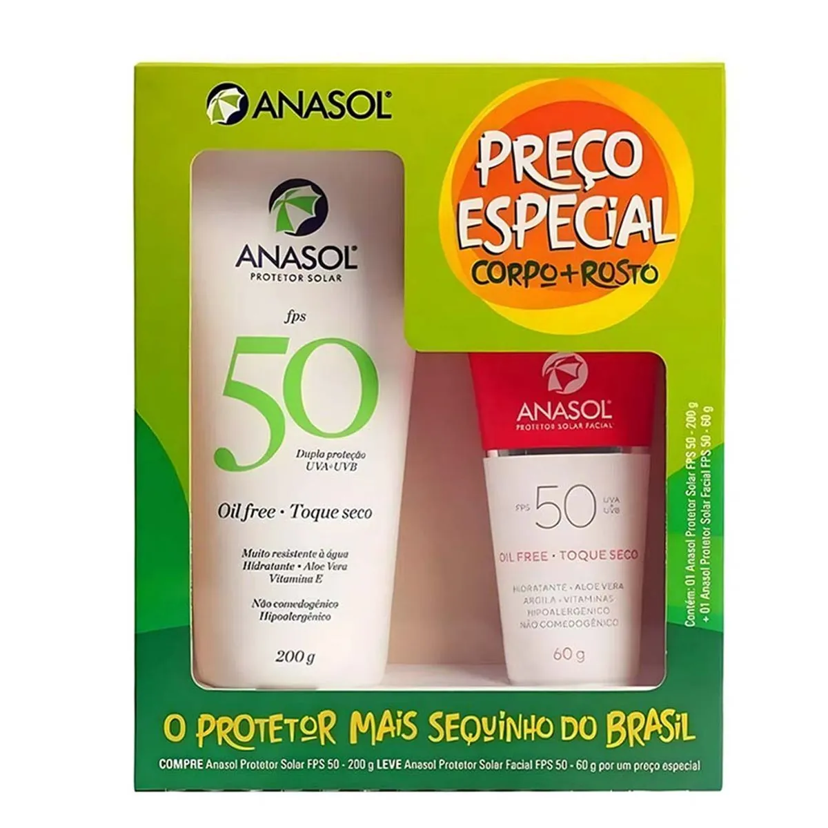 Anasol Kit Protetor Solar FPS 50 Corpo 200ml + Facial 60g