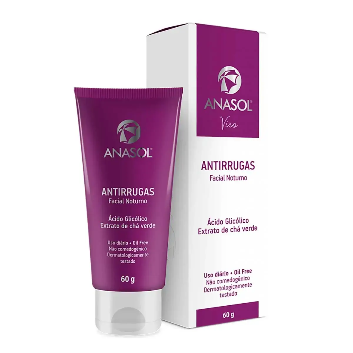 Creme Facial Antirrugas Noturno Com Acido Glicolico 75g - Anasol Viso