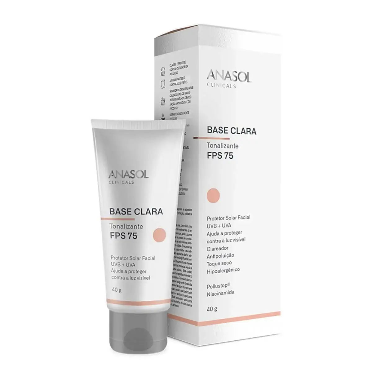 Anasol Clinicals Fps 75 Protetor Clareador Facial Base Clara