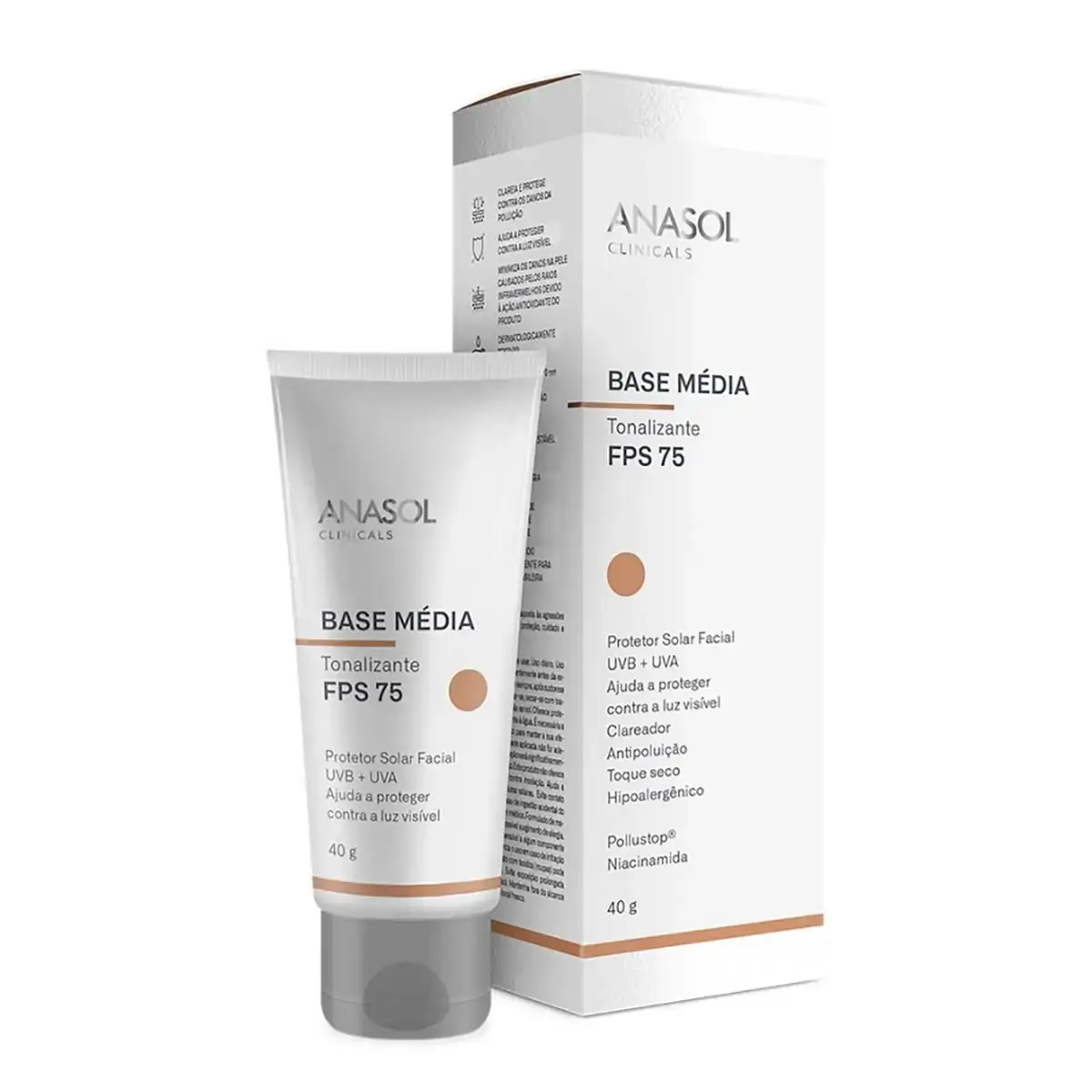 Anasol Clinicals Fps 75 Protetor Clareador Facial Base Media