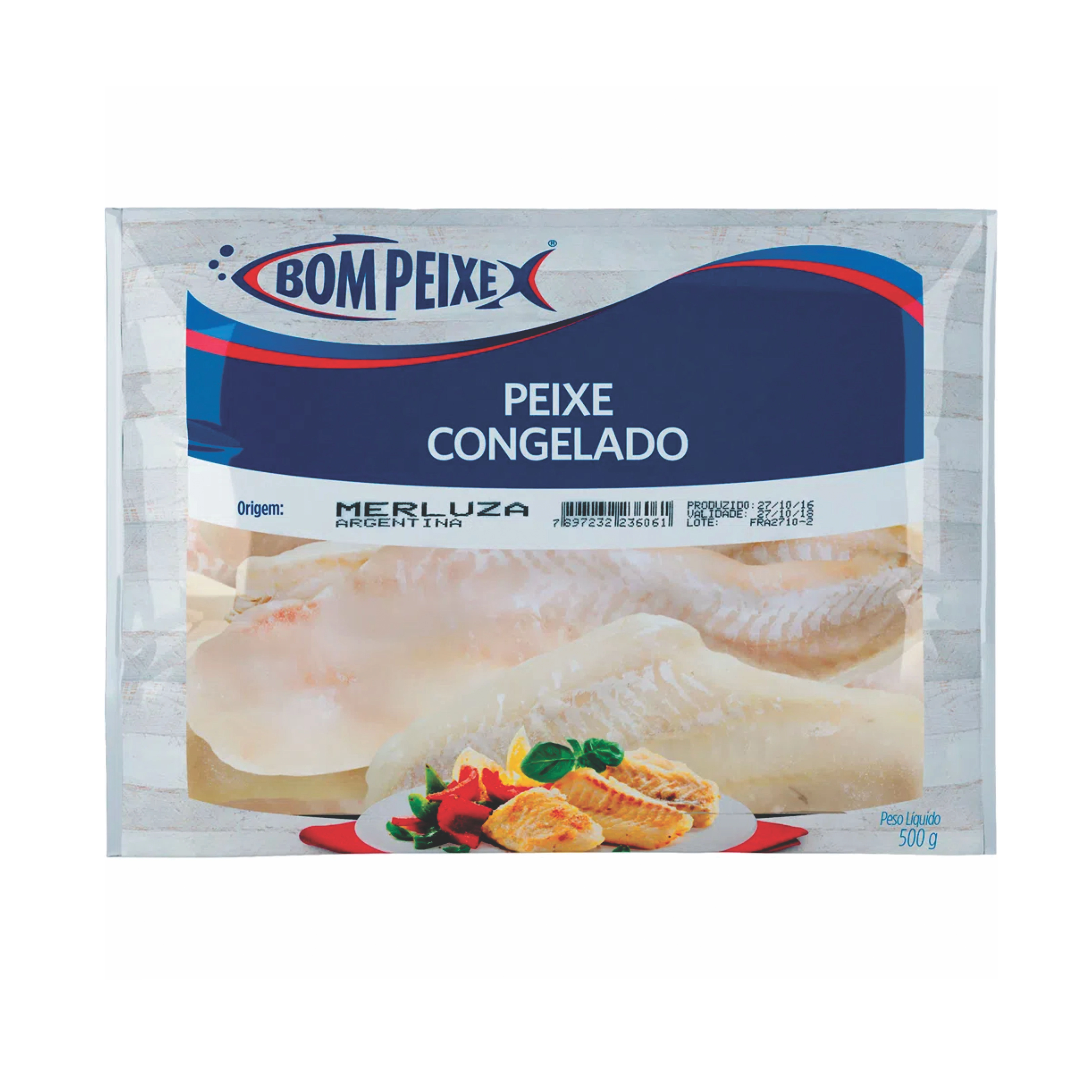 File Merluza congelado BOM PEIXE pacote 500g