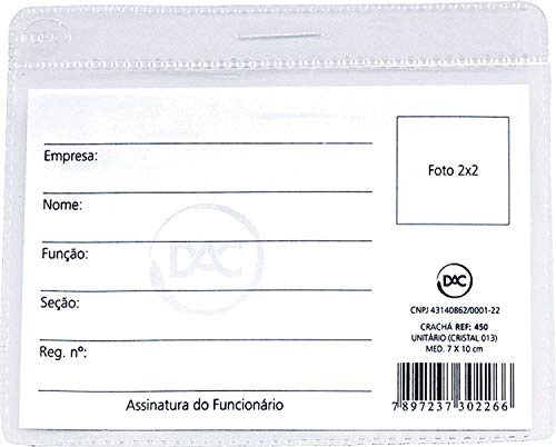 Cracha Sem Presilha 10 X 7 Cm Dac | 50 Unidades