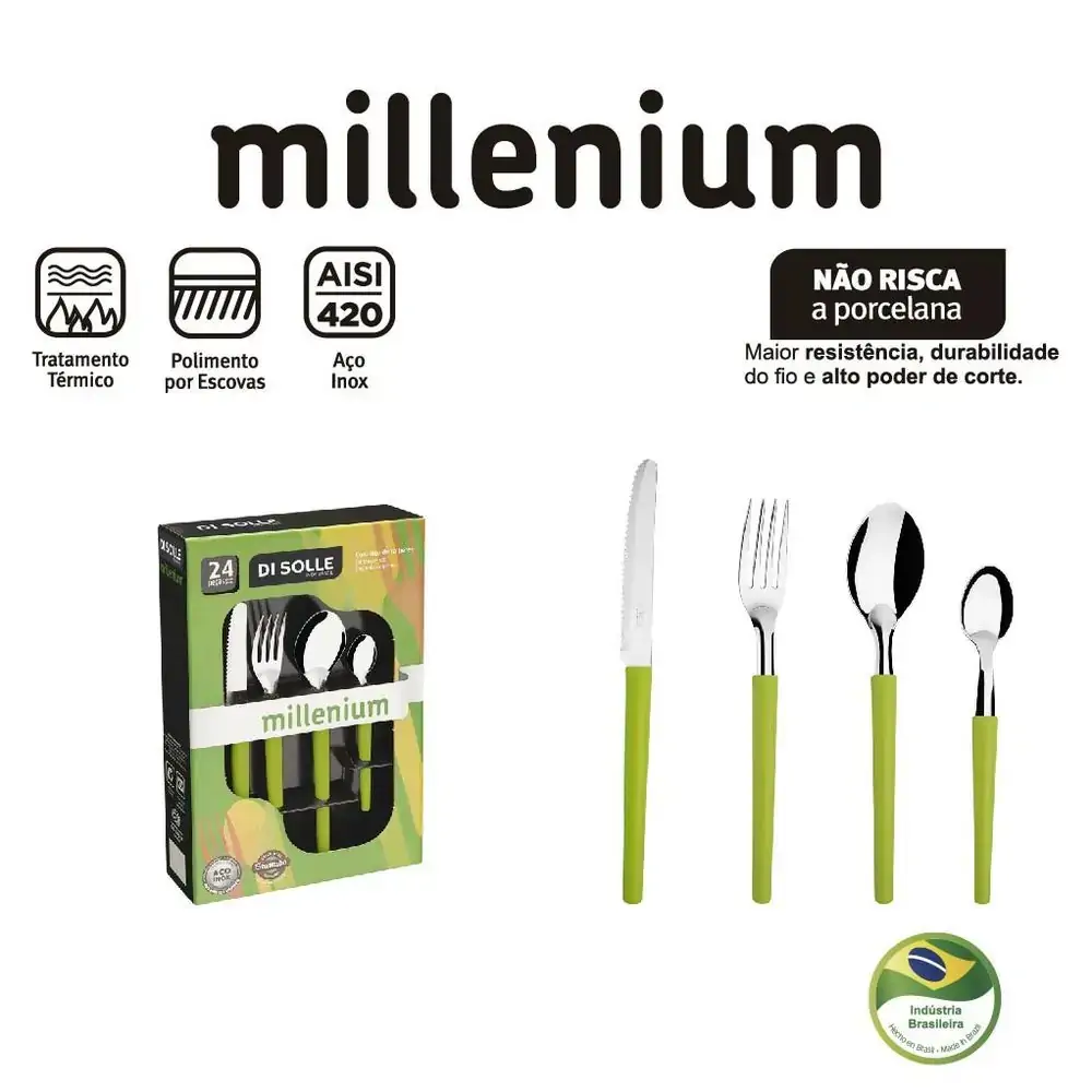 Cj Milenium 24pcs Faqueiro Di Solle Verde