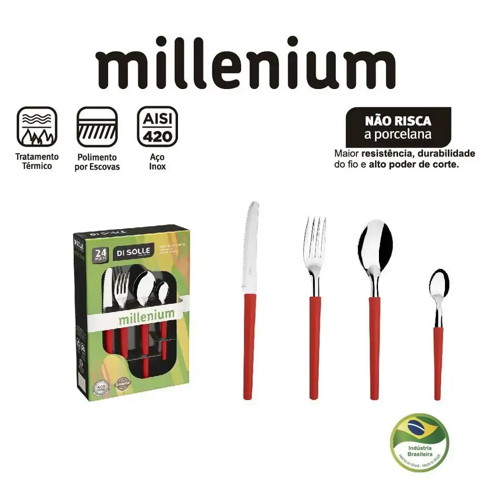 Conj Di Solle Millenium Vermelho 24 Pecas