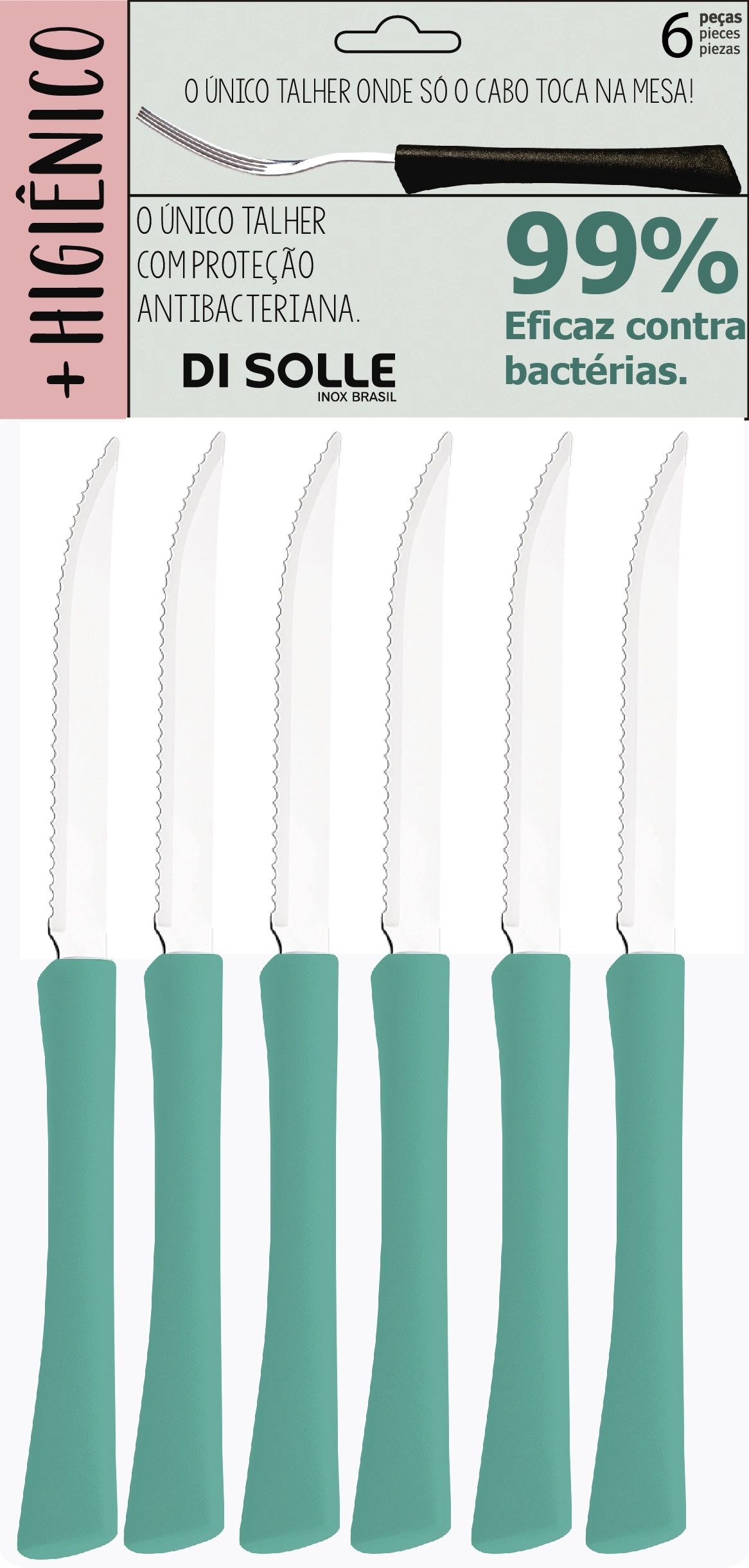 Faca Churrasco Inova Turquesa C/6 Unid Di Solle