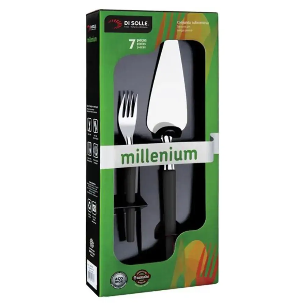 Conj Sobremesa Di Solle Millenium Preto 7 Pecas