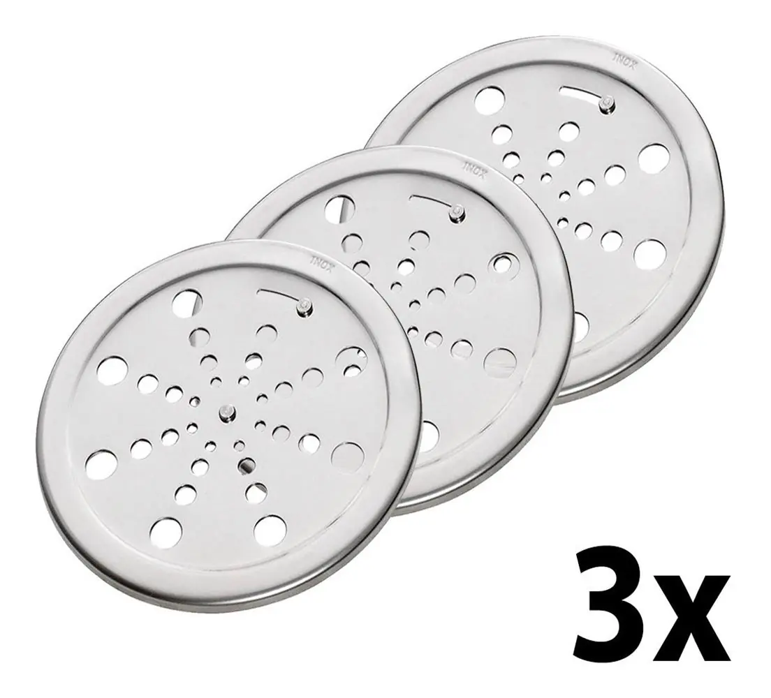 Kit 3 Grelha Redonda Rotativa Aço Inox 15cm Central