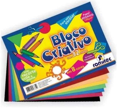 Bloco Criativo E Livro A3 120g 32fls 8cores R.5663rl Atacado Pct Unid Romitec