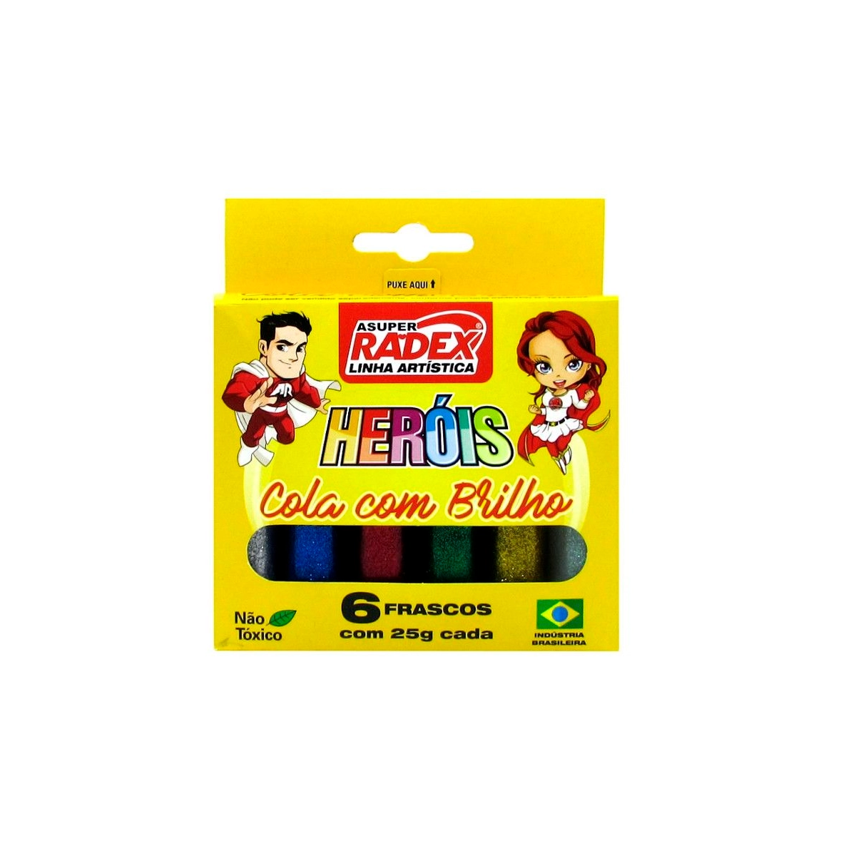 Cola Brilho Estojo 6 Cores 25g 2556 Radex