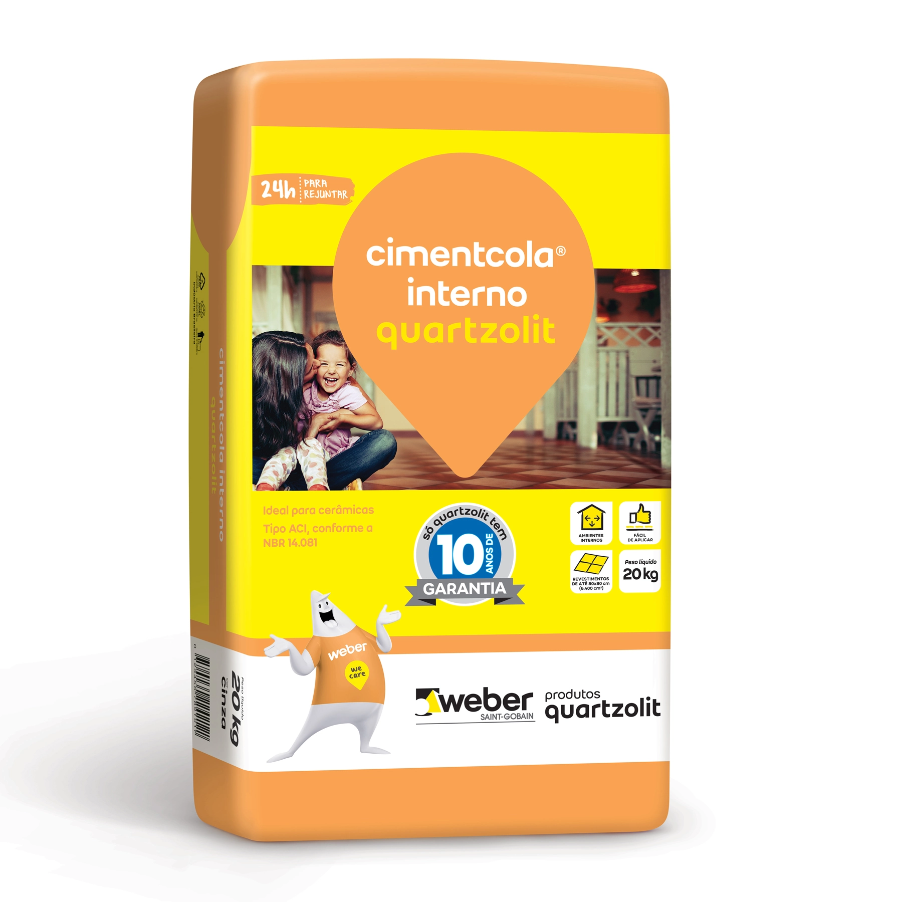 Argamassa ACI Interno 20kg Cinza Quartzolit