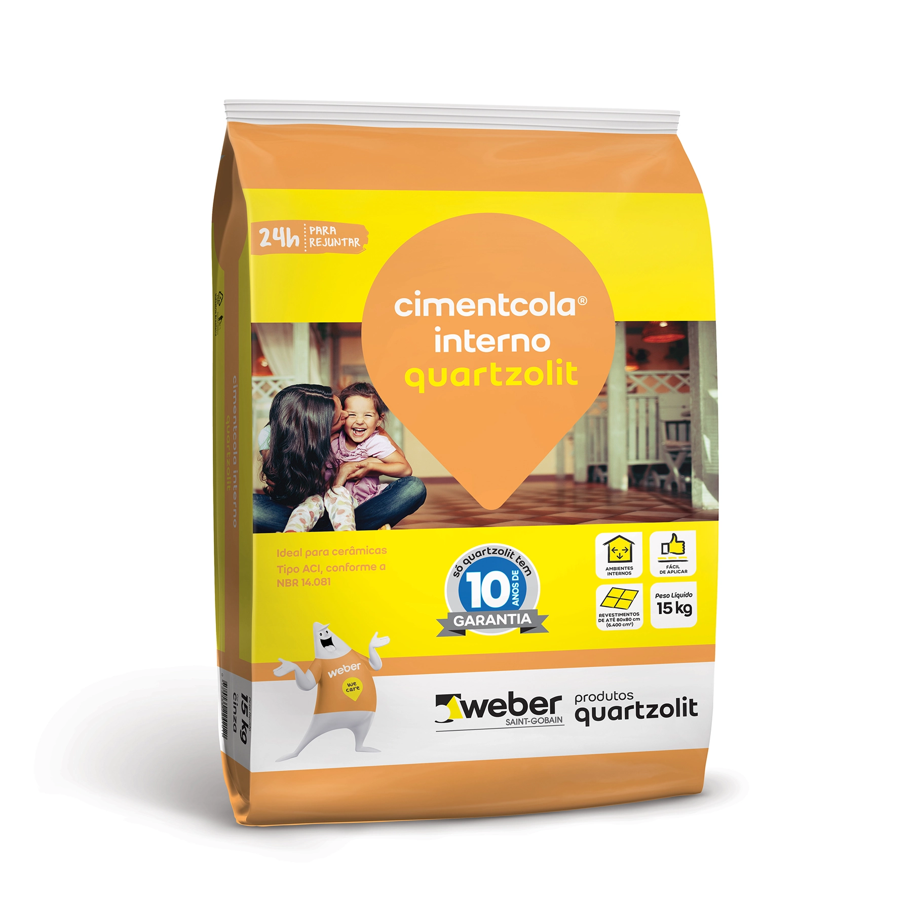 Argamassa ACI Interno 15kg Cinza Quartzolit