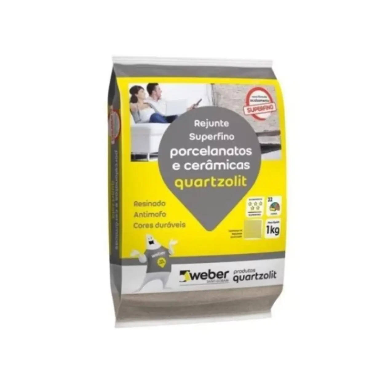 Rejunte Superfino Porcelanatos, Mármores e Granitos Quartzolit - 1kg Cor CINZA ÁRTICO