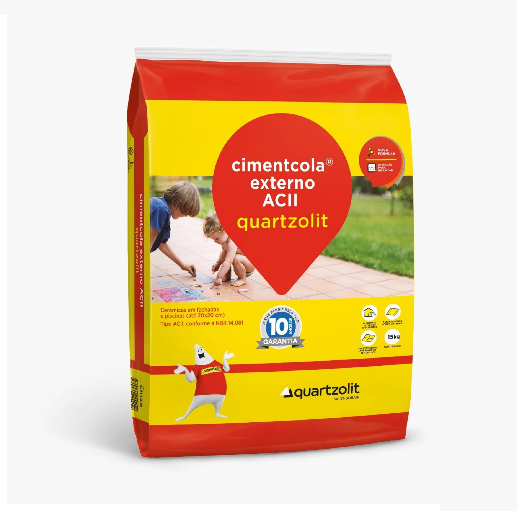 Argamassa ACII Interno e Externo 15kg Cinza Quartzolit