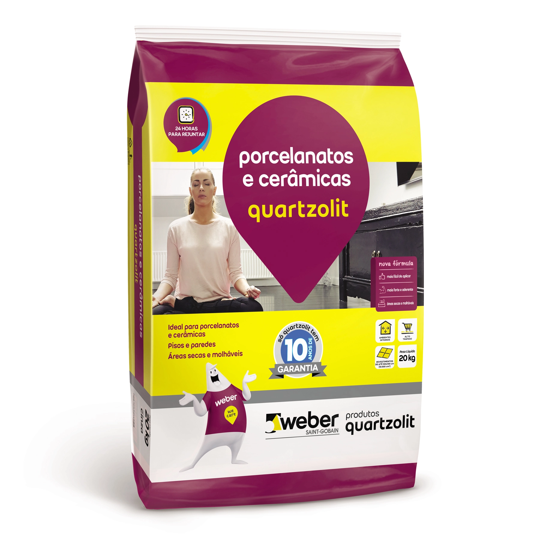 Argamassa Porcelanato Interno 15kg Cinza Quartzolit
