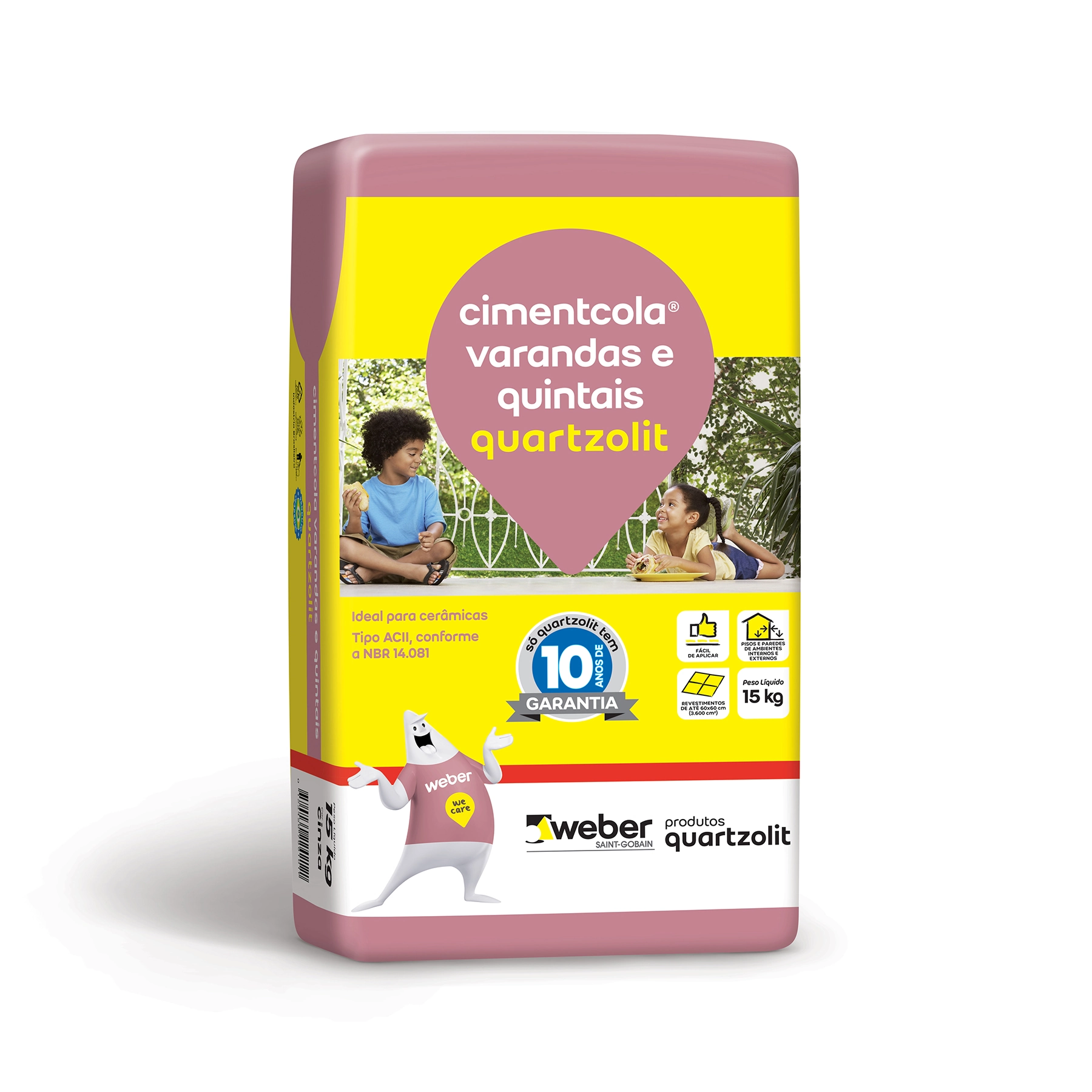 Argamassa ACII Interno e Externo 15kg Cinza Quartzolit