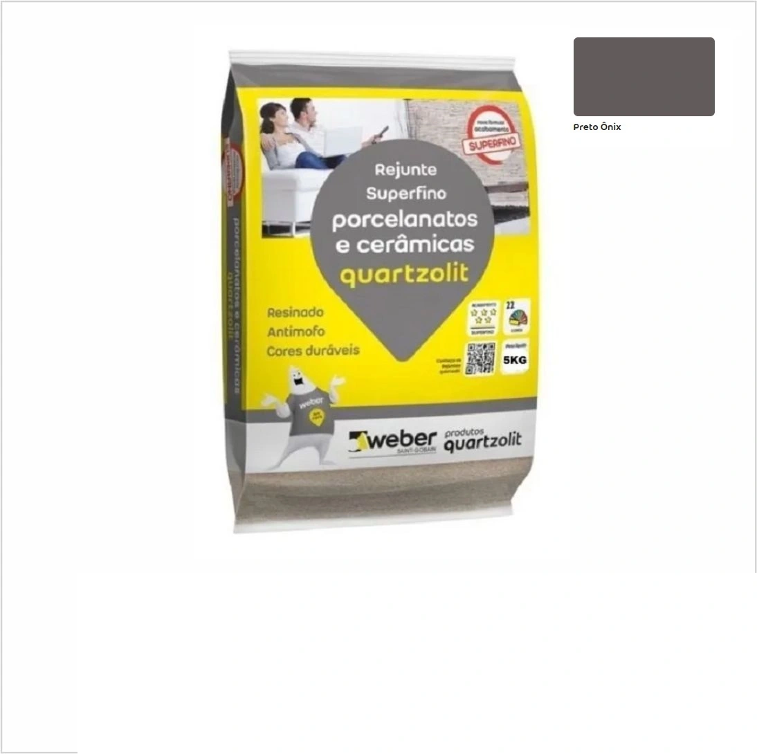 Rejunte Para Porcelanatos, Mármores e Granitos - Quartzolit 5kg - cor PRETO ONIX