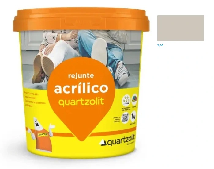 Rejunte Acrílico Quartzolit 1kg - porcelanatos e revestimentos especiais - áreas internas e externas - cor YPÊ