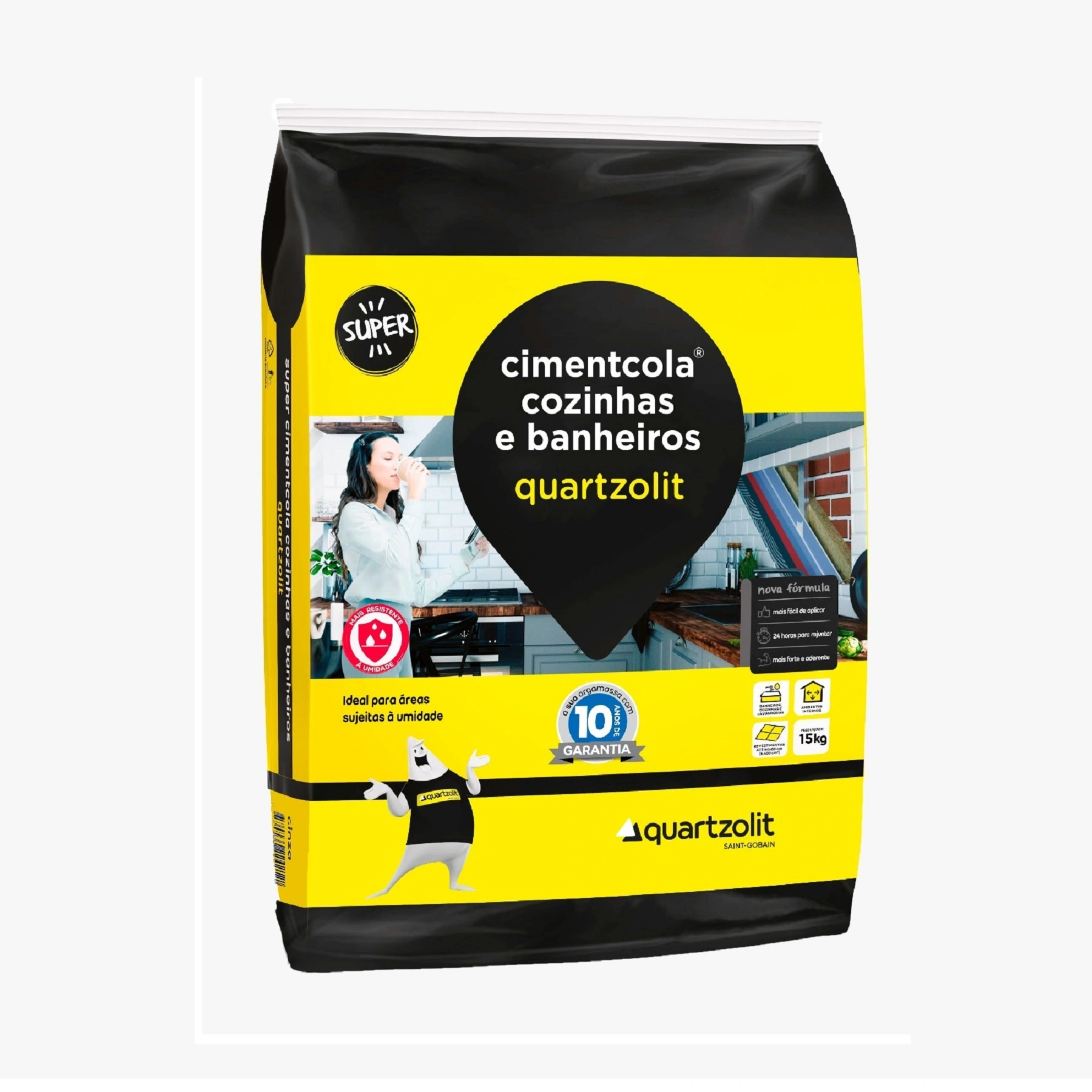 Argamassa ACI Cozinhas e Banheiros Interno 15kg Cinza Quartzolit