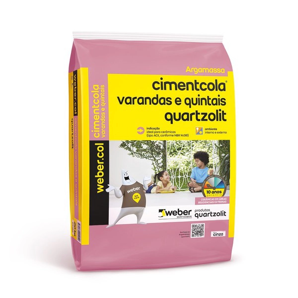 Argamassa ACII Interno e Externo 15kg Cinza Quartzolit