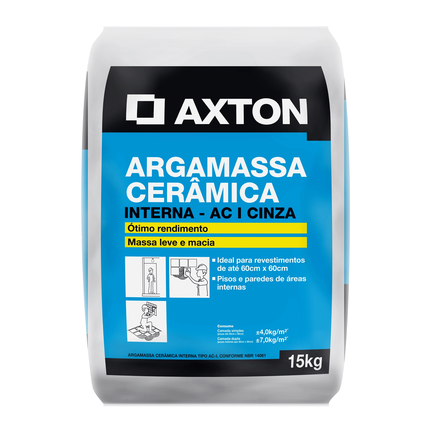 Argamassa Cerâmica ACI Interno 15kg Cinza Axton