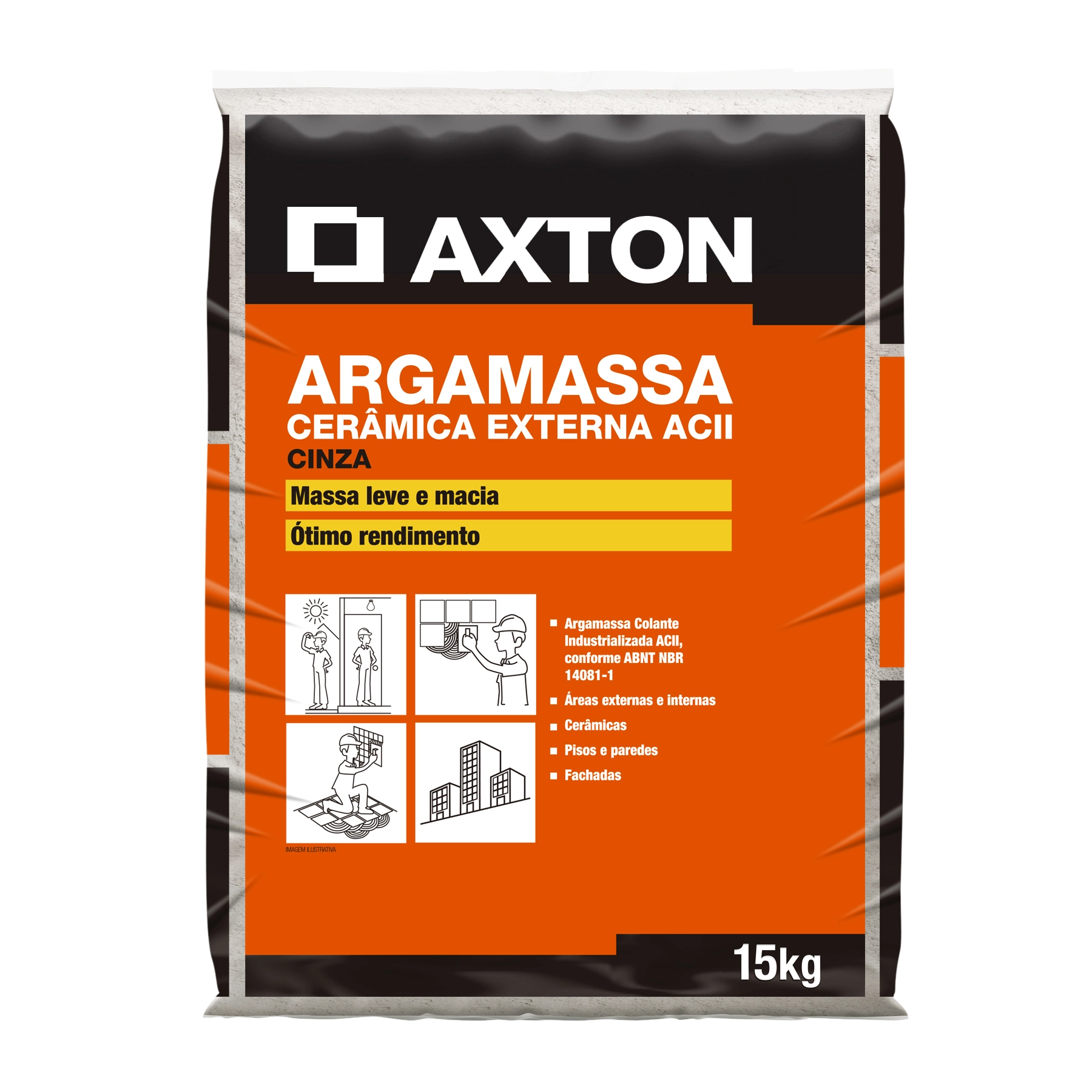 Argamassa Cerâmica ACII Interno|Externo 15kg Cinza Axton