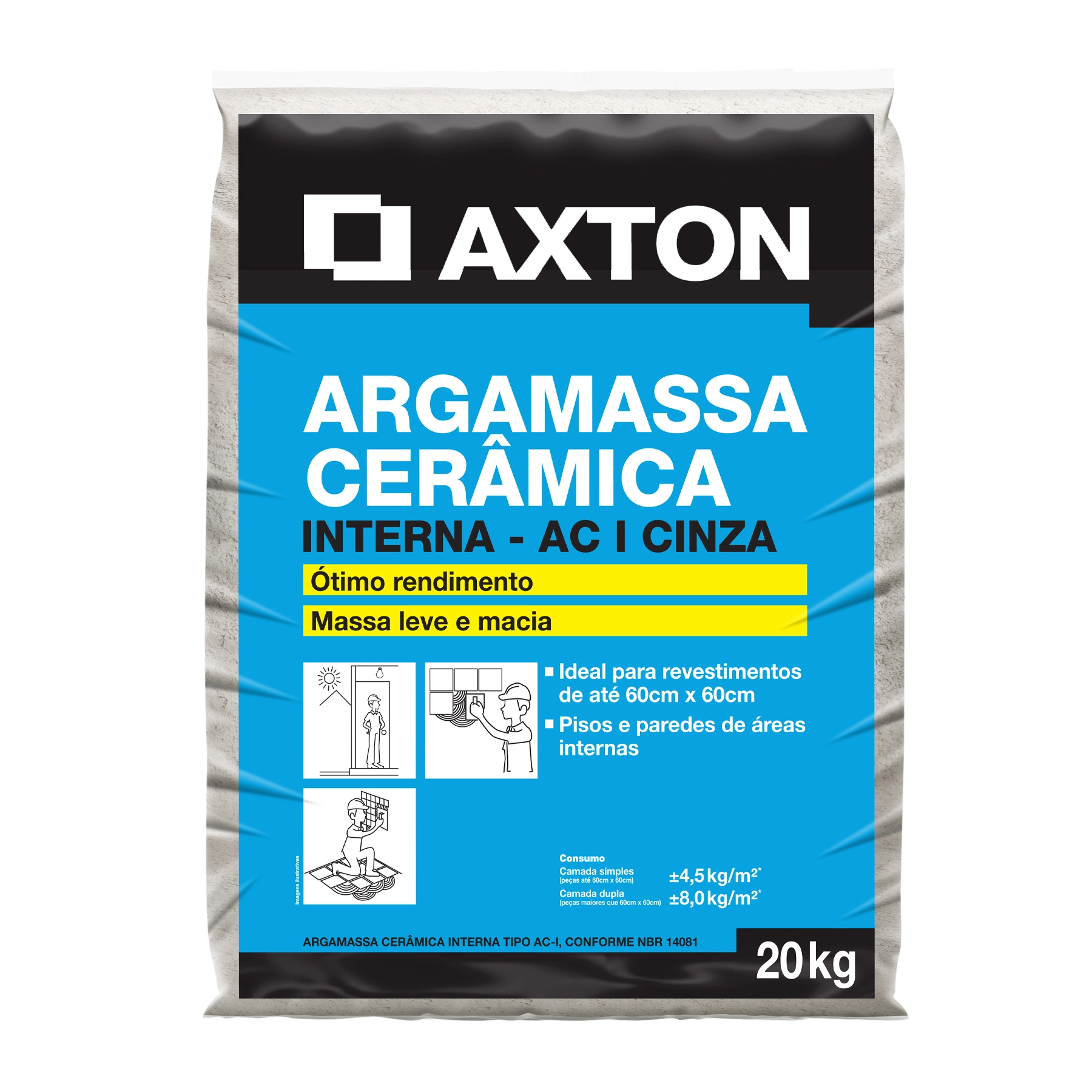 Argamassa Cerâmica ACI Interno 20kg Cinza Axton
