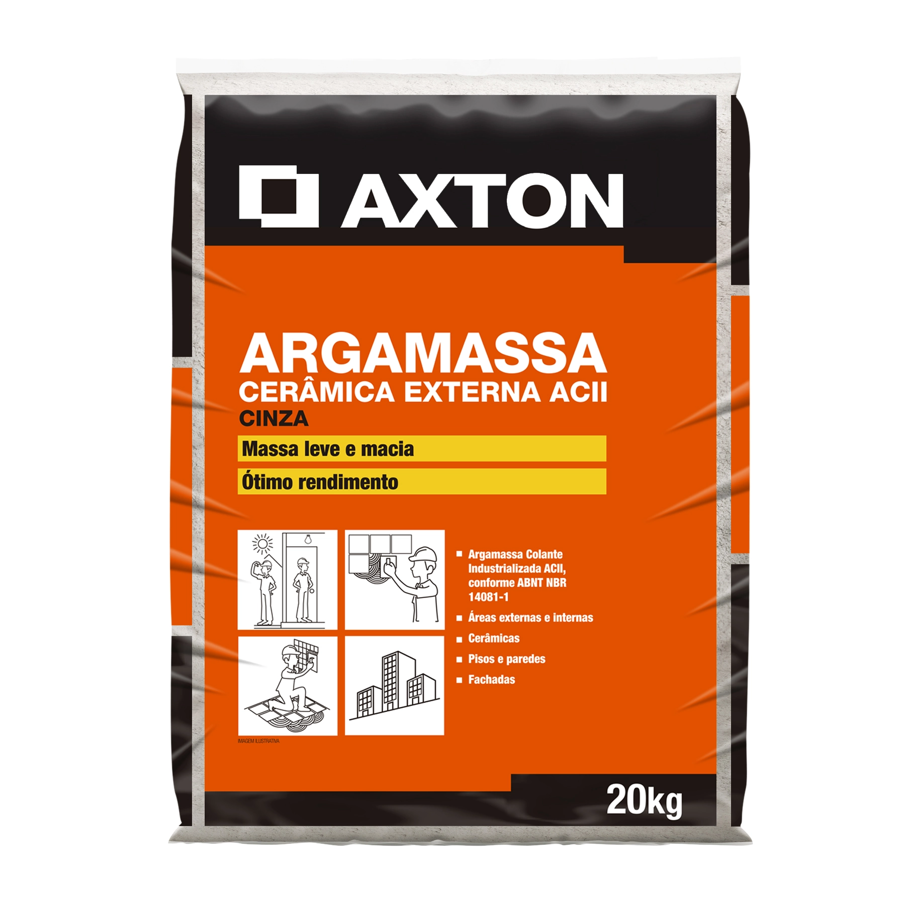 Argamassa Cerâmica ACII Interno|Externo 20kg Cinza Axton
