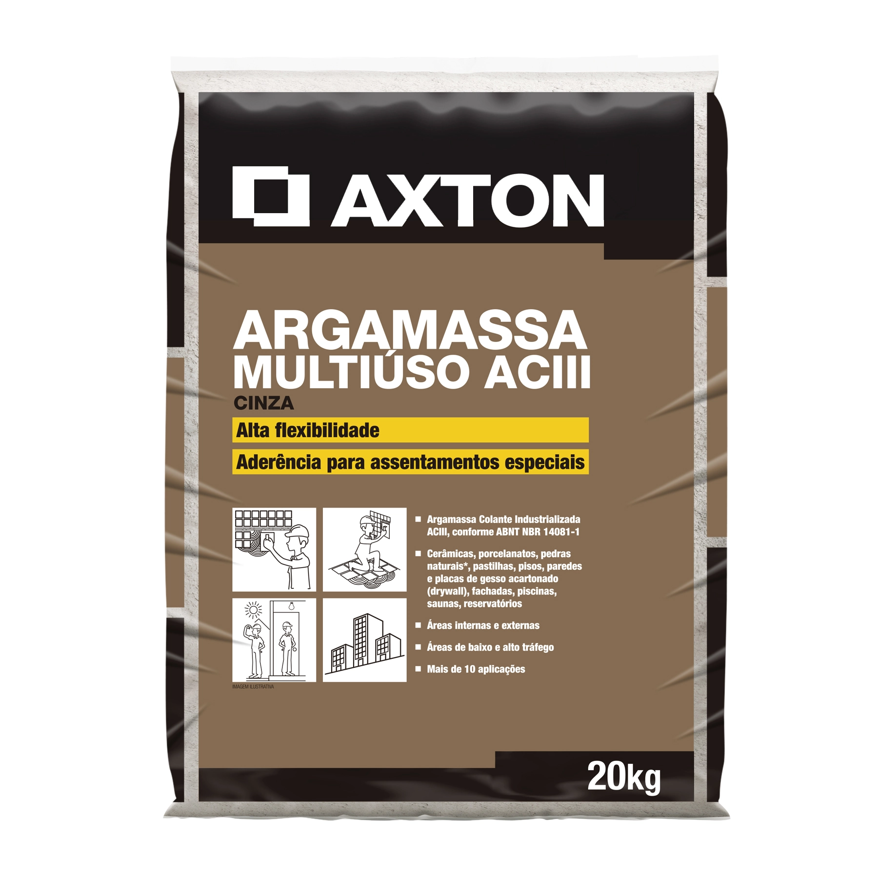 Argamassa ACIII Interno|Externo 20kg Cinza Axton