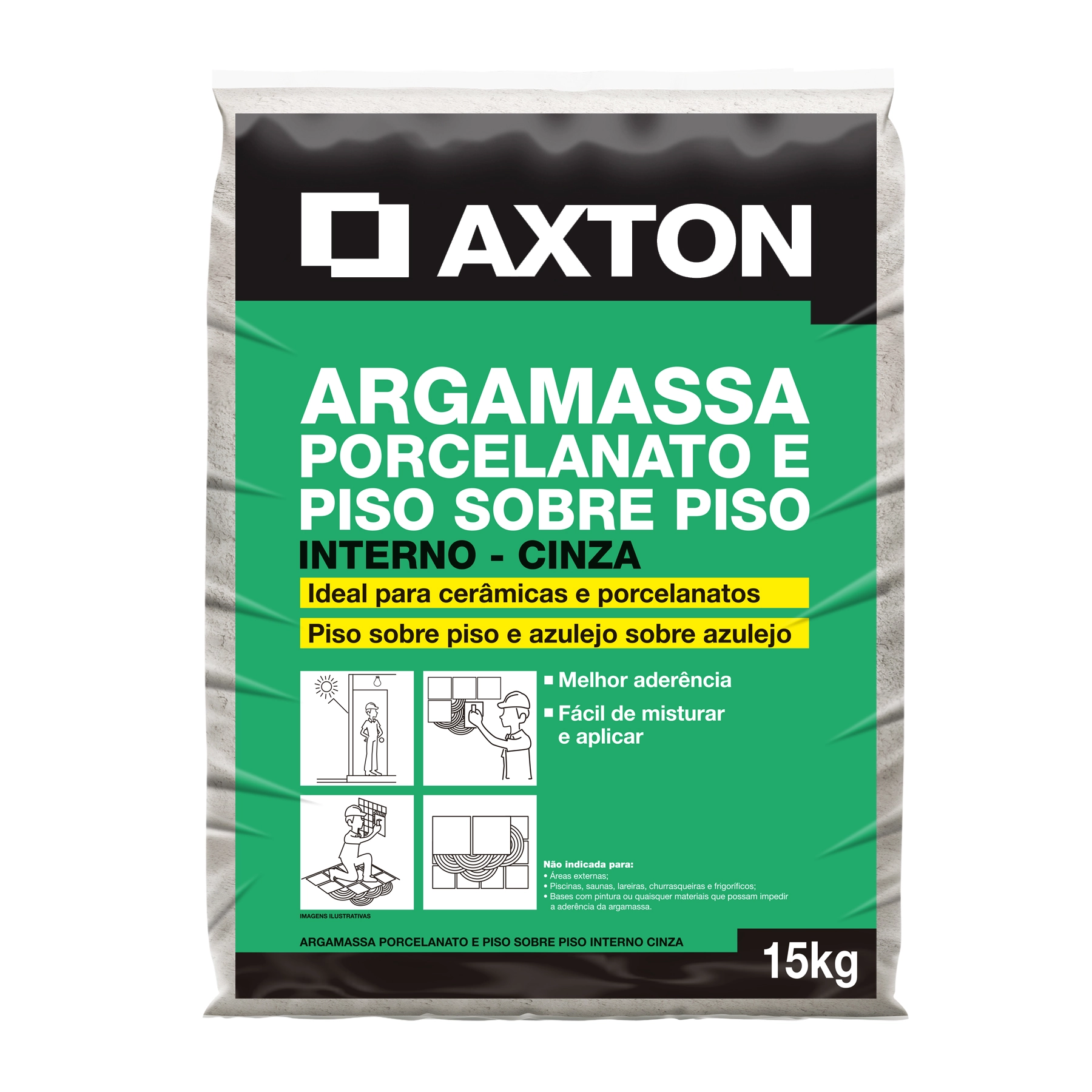 Argamassa Piso sobre Piso Porcelanato Interno 15kg Cinza Axton