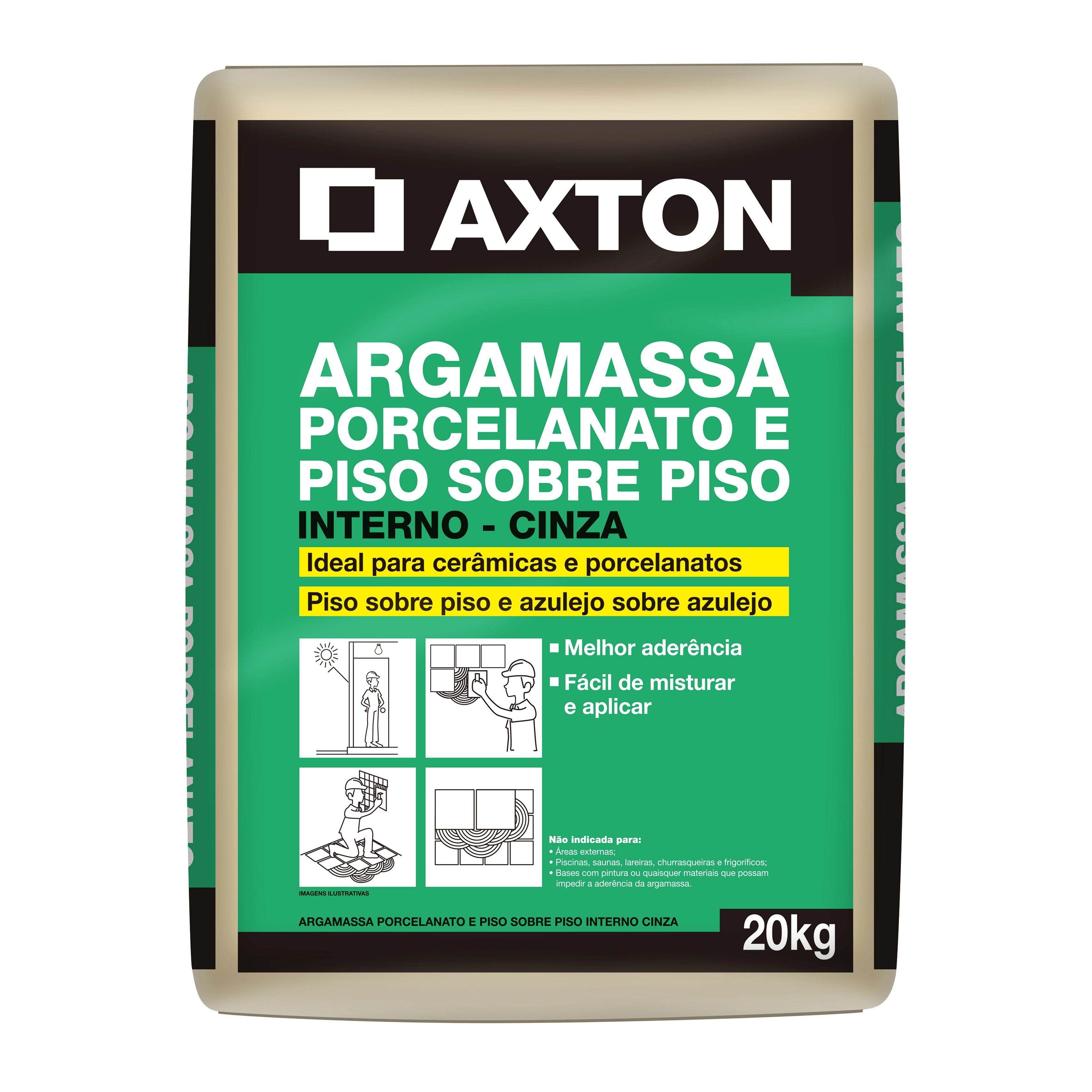 Argamassa Piso sobre Piso Porcelanato Interno 20kg Cinza Axton