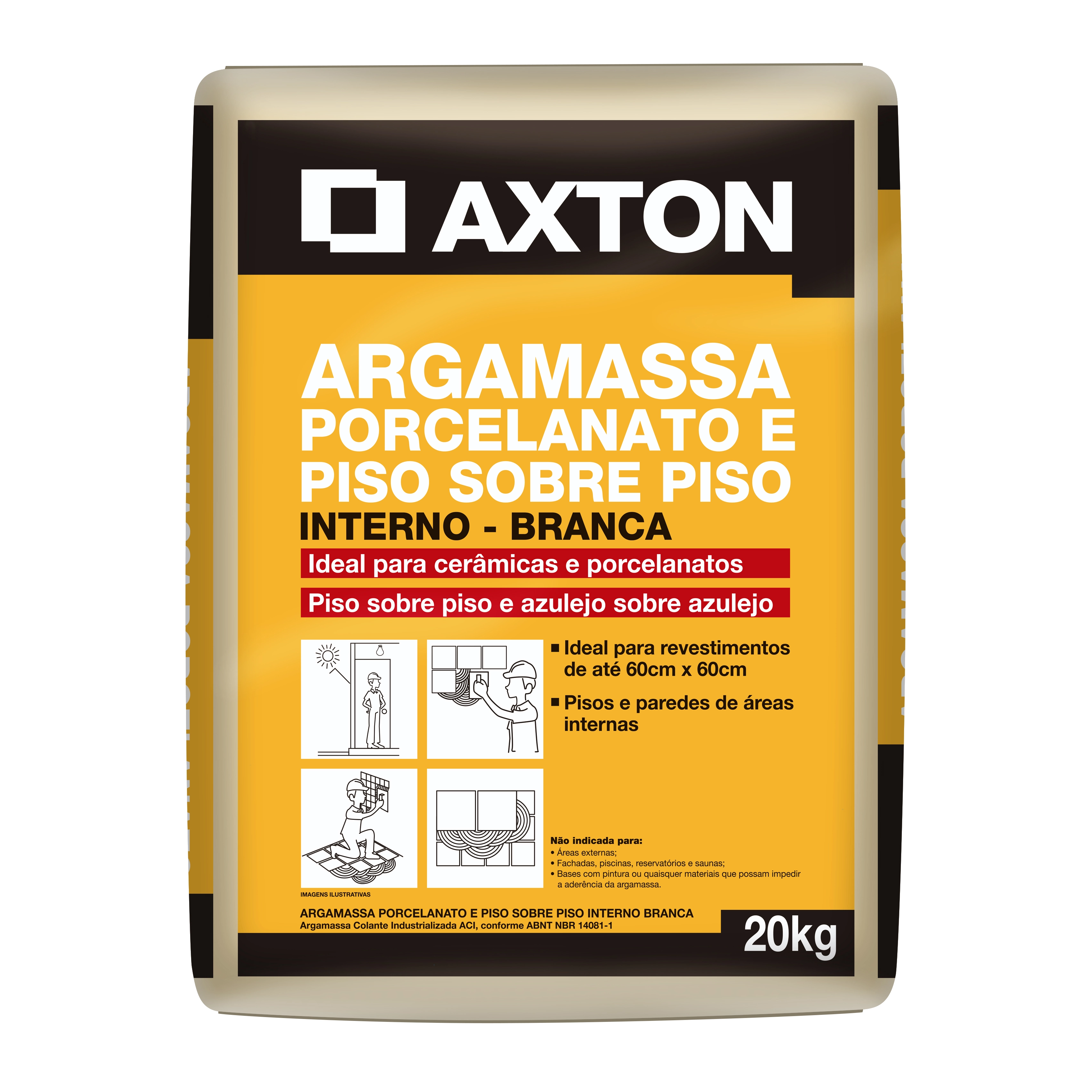 Argamassa Piso sobre Piso Porcelanato Interno 20kg Branco Axton