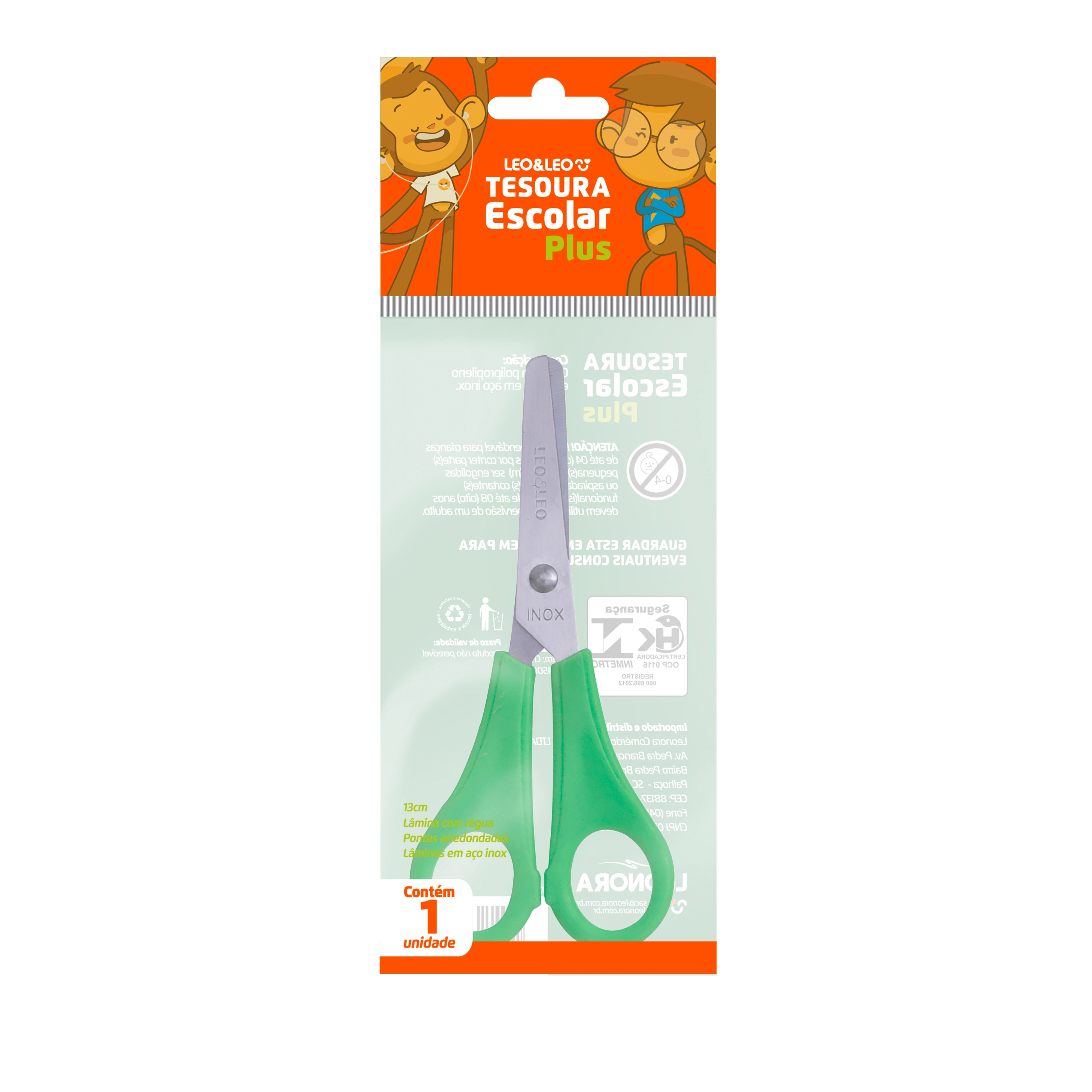 Tesoura Escolar 13cm C/ Regua Cabo Colorido T