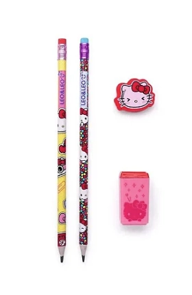 Kit Lápis Hb Hello Kitty 2 Lapis/apontador/borracha Leoeleo