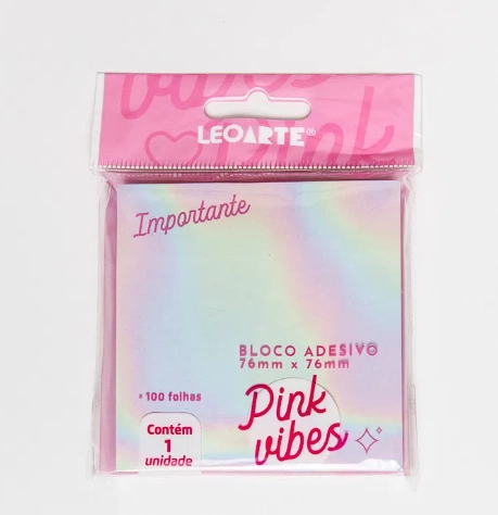 Bloco Adesivo Leoarte Pink Vibes 76x76mm