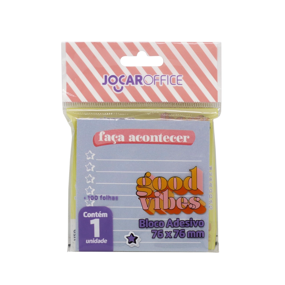 Bloco Adesivo Good Vibes Azul 76x76 100f Jocar Office 91129 Leonora