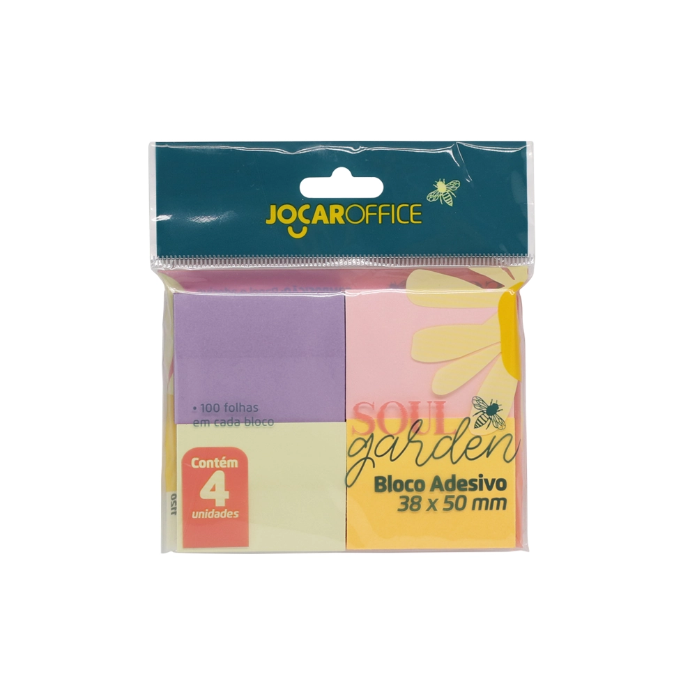 Bloco Adesivo Soul Garden 38x50mm 4 Blocos Jocar Office 91132 Leonora