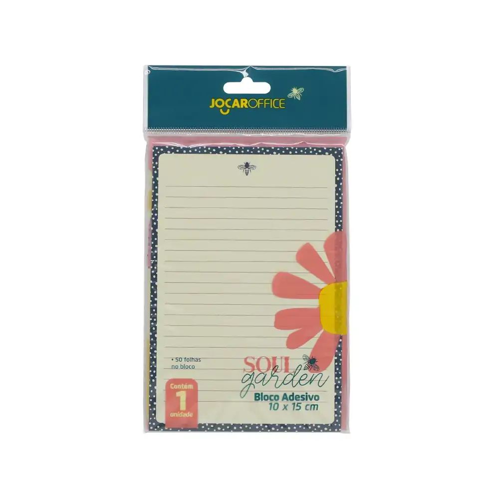 Bloco Adesivo Pautado Soul Garden 100x150mm Bloco Jocar Office 91133leonora