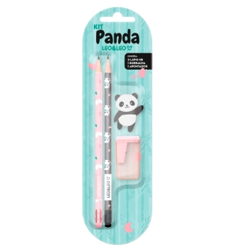 Kit Leo Eleo 2 Lapis 1 Borracha 1apontador Panda