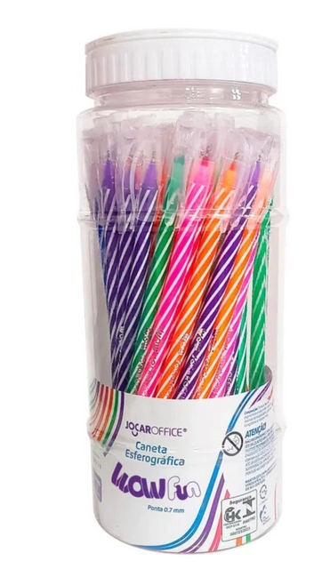 Caneta Esferografica Wow Colorida Branca 0.7 97947 Leonora