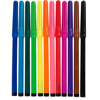 Caneta Hidrocor Arco Iris Canetinha com 12 Cores Sortidas Dimensão do Produto 14x10x1cm, Leonora 4517 - 96733