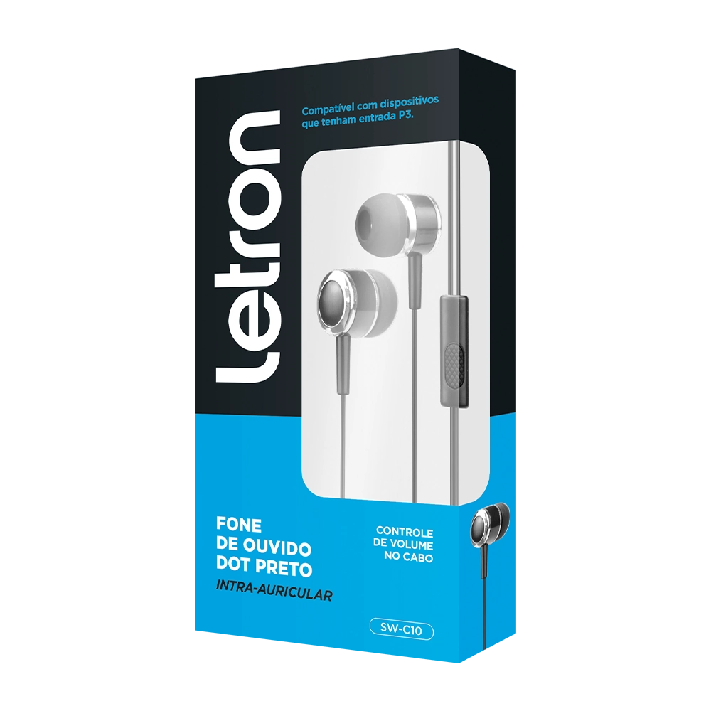 Fone Ouvido Dot Preto Letron 74442 Leonora