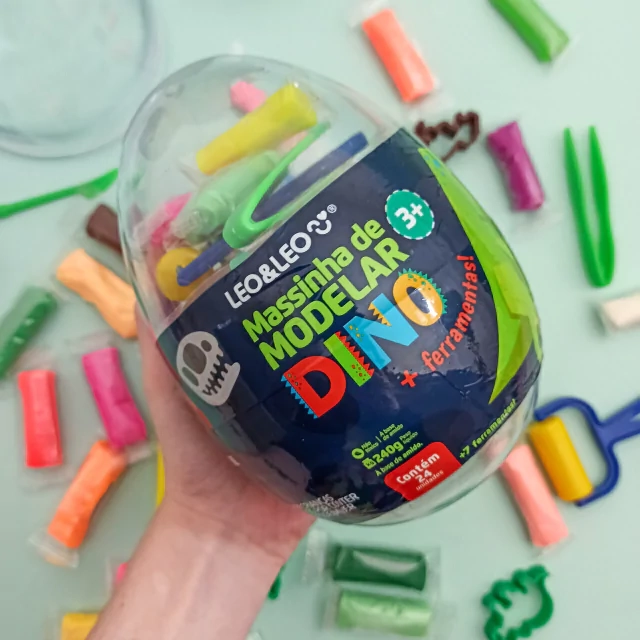 Kit Massinha Modelar Ovo Dino 24 Cores 7 Moldes 73537 Leonora